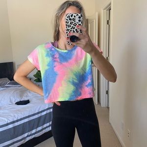 Tie dye workout crop